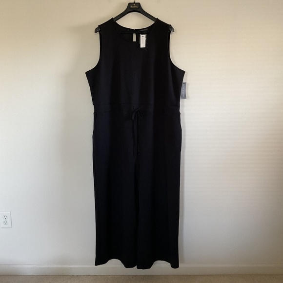 Lane Bryant Journey Elastic Tie-Waist Wide Leg Jumpsuit Sz 30/32 keyhole back - Picture 3 of 16